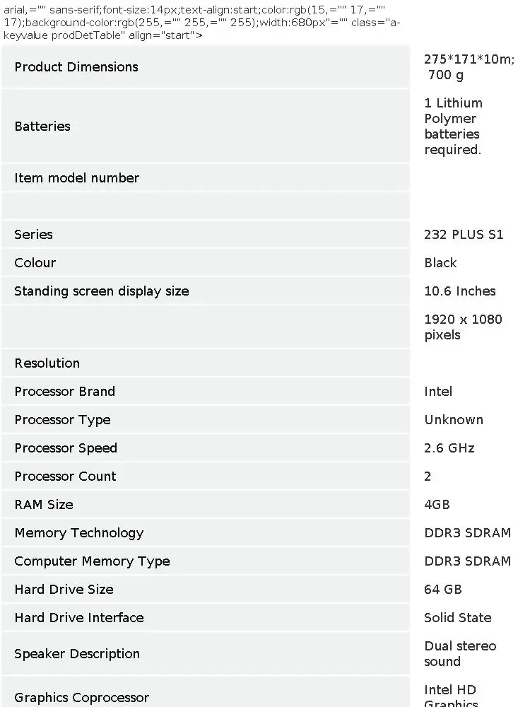 10.6 "Black Ultra Slim 4GB DDR3 RAM 64GB ROM 64 Bit Windows 10 Tablet PC Intel Cherry Trail X5-Z8350 1920×1080
