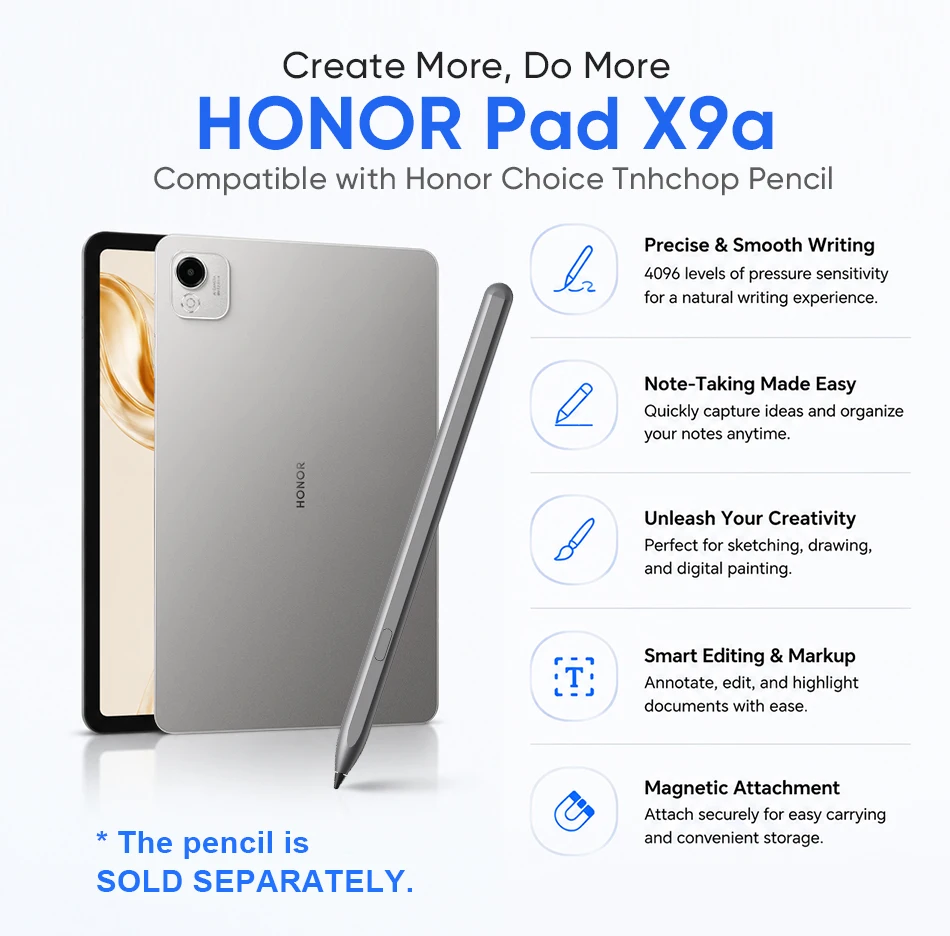 HONOR Pad X9a 11.5-inch LCD Display 120Hz Refresh Rate 1.07B Colors 400nit Brightness, Snapdragon 685 WIFI Octa-Core, 8300mAh Battery
