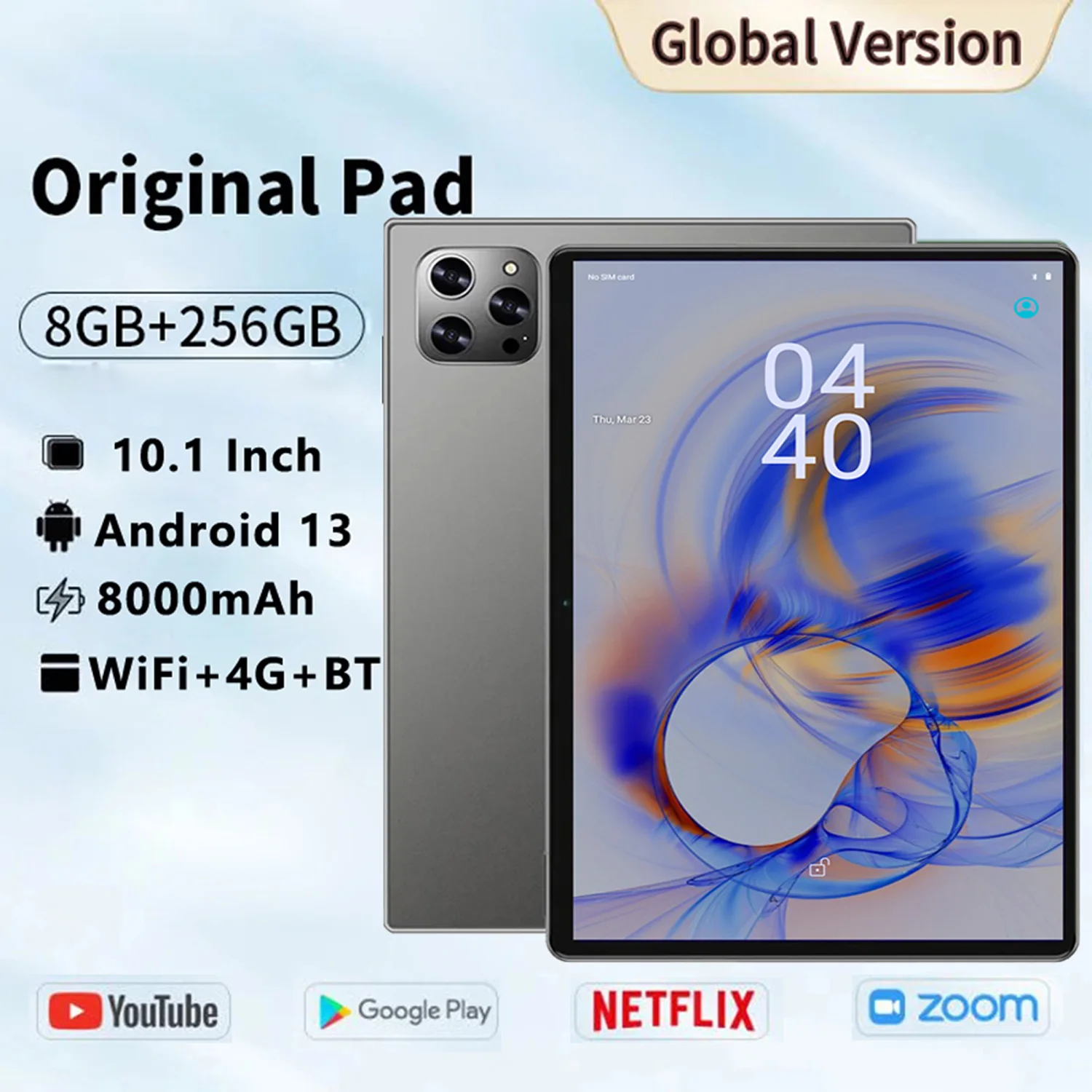 2026 New 10.1 Inch Global Version Tablets Octa Core 8GB RAM 256GB ROM Android 13 Google Play 4G Phone Call 5G WiFi Tablet PC