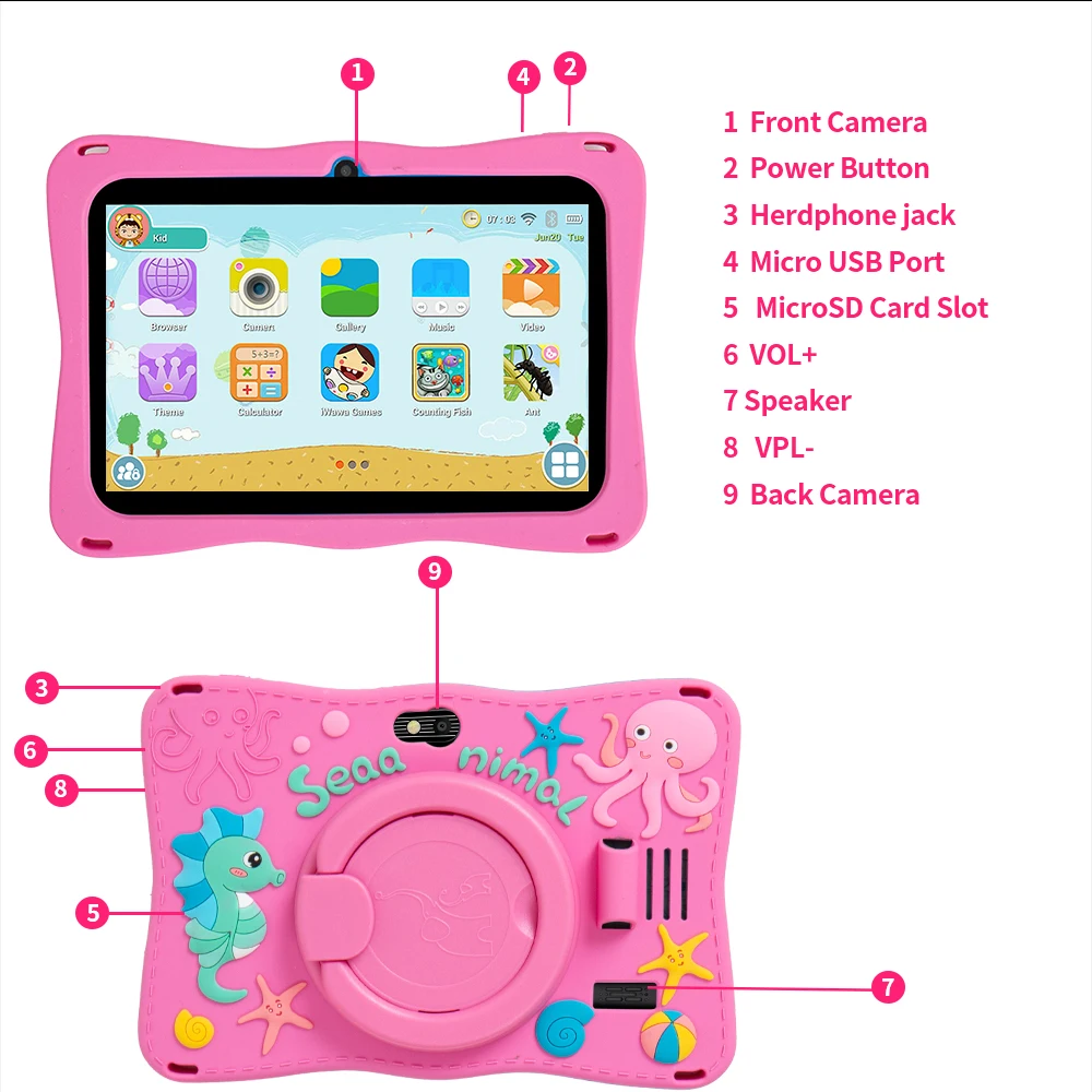 New 7.0 Inch WiFi Kids 3G Tablets 4GB RAM 64GB ROM Android Learning Education Games Tablet Children's Gifts