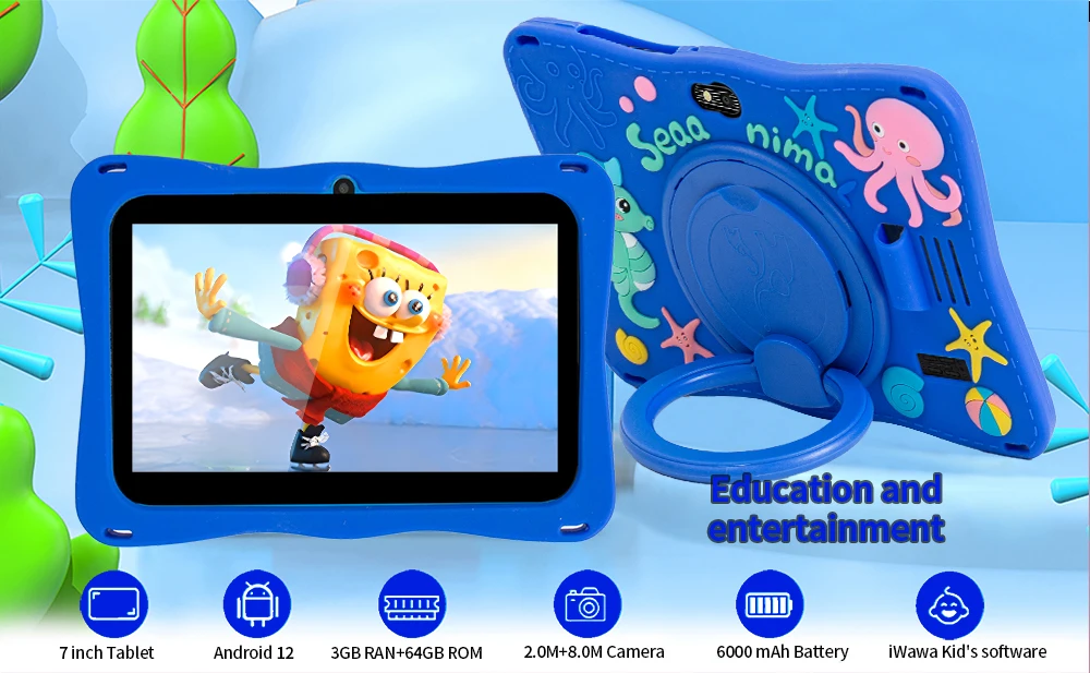 New 7.0 Inch WiFi Kids 3G Tablets 4GB RAM 64GB ROM Android Learning Education Games Tablet Children's Gifts