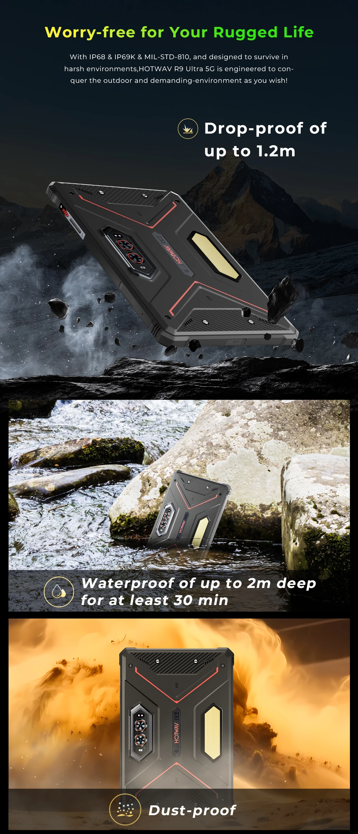 HOTWAV R9 Ultra 5G Rugged Tablet 20080mAh Massive Battery Android 15 Pad 11'' FHD+ 2K 8GB 512GB Tablet PC With Stylus Pen