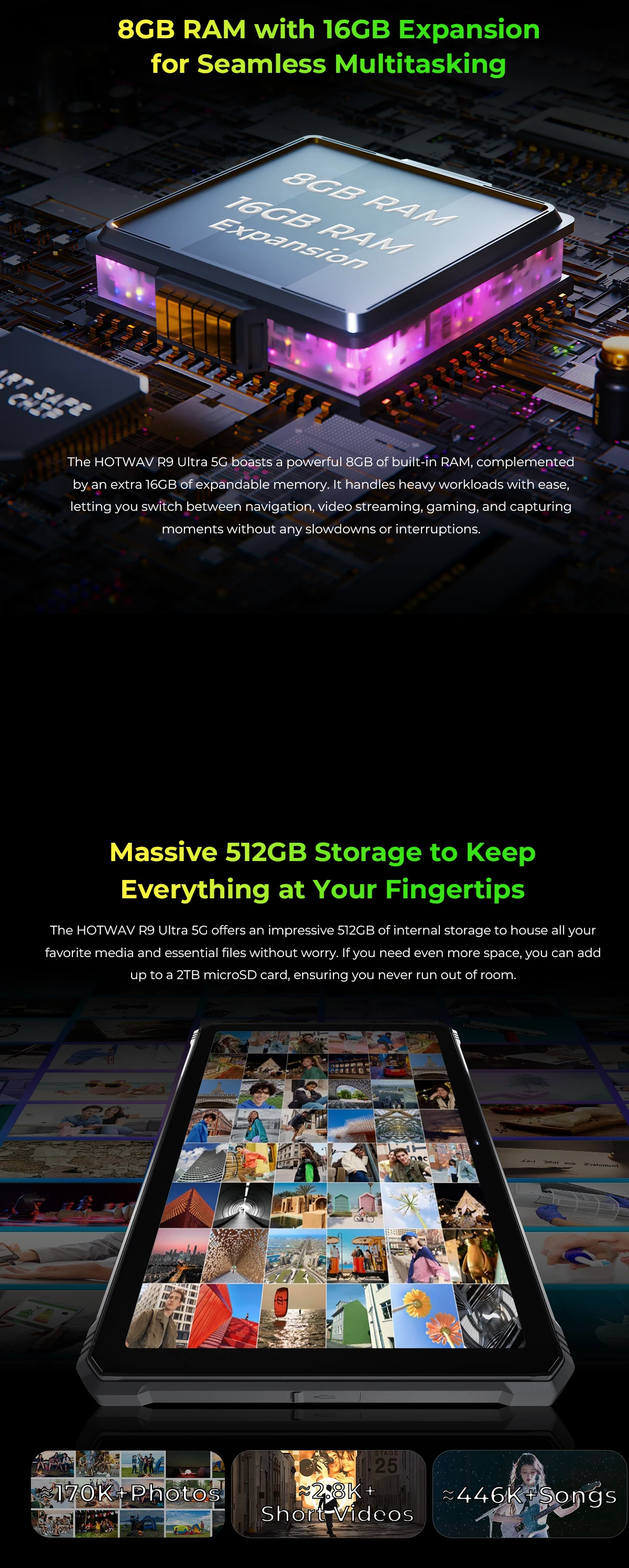 HOTWAV R9 Ultra 5G Rugged Tablet 20080mAh Massive Battery Android 15 Pad 11'' FHD+ 2K 8GB 512GB Tablet PC With Stylus Pen
