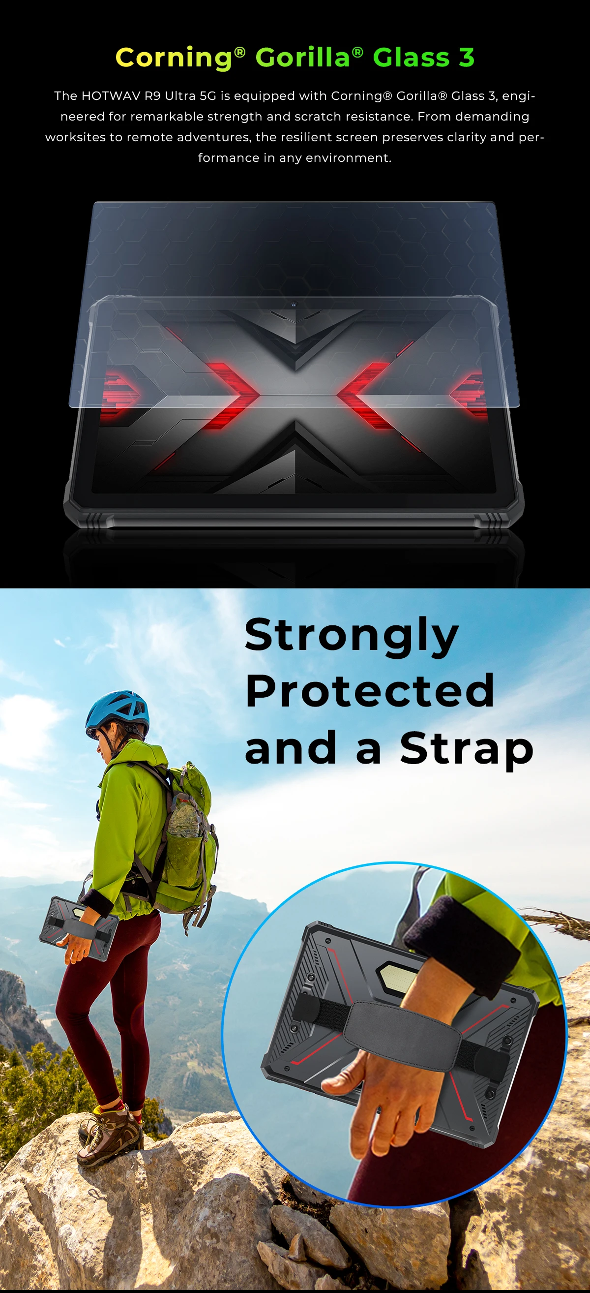 HOTWAV R9 Ultra 5G Rugged Tablet 20080mAh Massive Battery Android 15 Pad 11'' FHD+ 2K 8GB 512GB Tablet PC With Stylus Pen