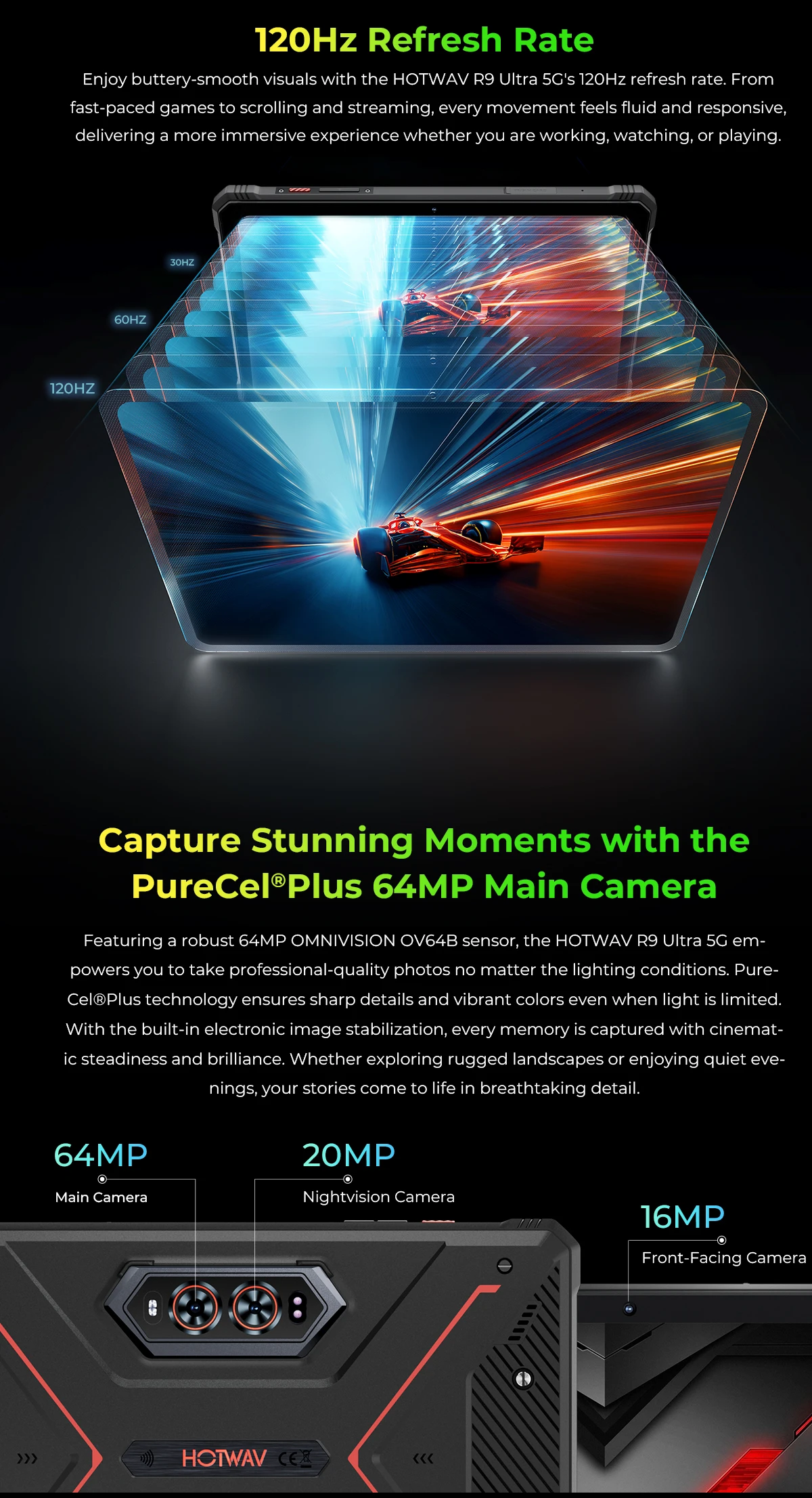 HOTWAV R9 Ultra 5G Rugged Tablet 20080mAh Massive Battery Android 15 Pad 11'' FHD+ 2K 8GB 512GB Tablet PC With Stylus Pen