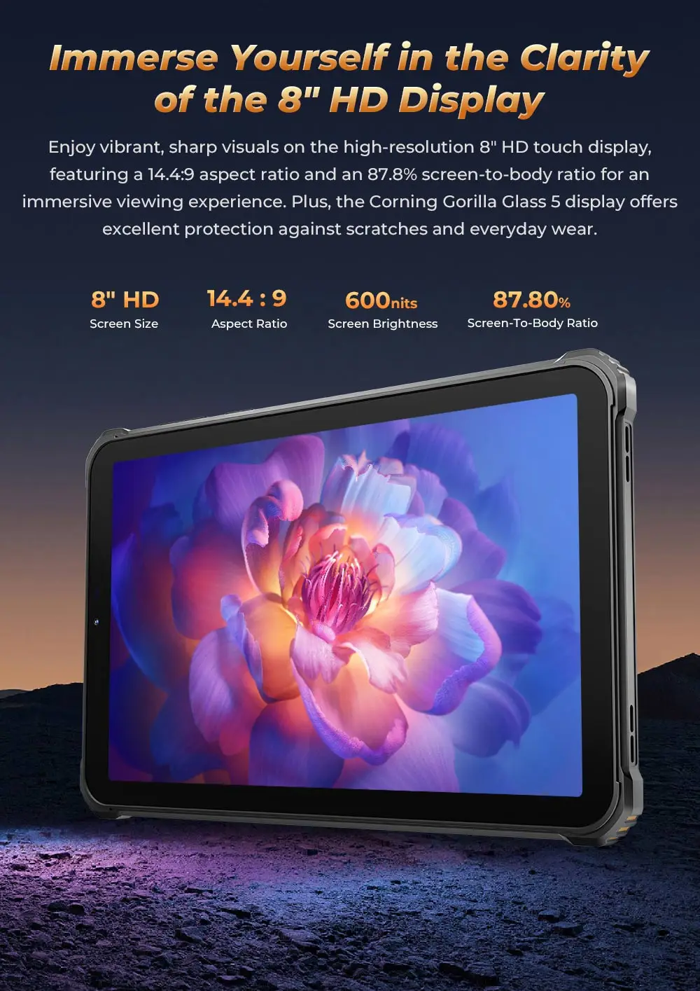 Oukitel RT3 PRO 5150mAh Battery 16GB+128GB 8"HD Display 13.9mm Ultra-Slim Profile IP68 &IP69K & MIL-STD-810H