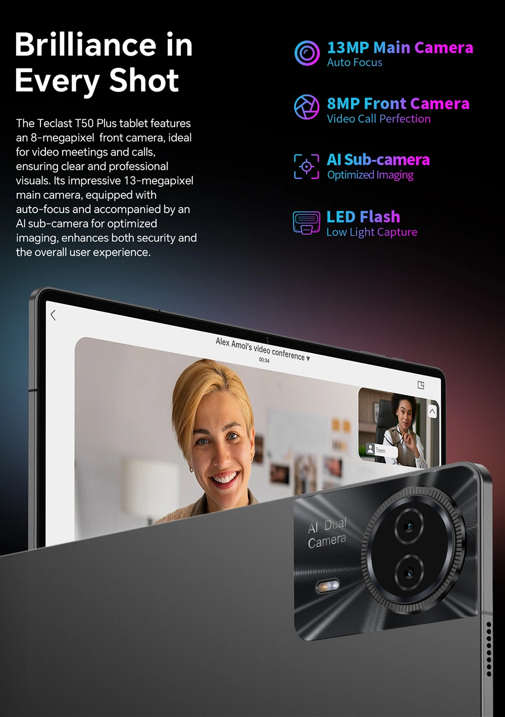 Teclast T50 Plus 11" 120Hz FHD UNISOC T620 Max. 48GB RAM 128GB ROM Android 16 Tablet 8000mAh 4G LTE Dual SIM GPS Tablets PC