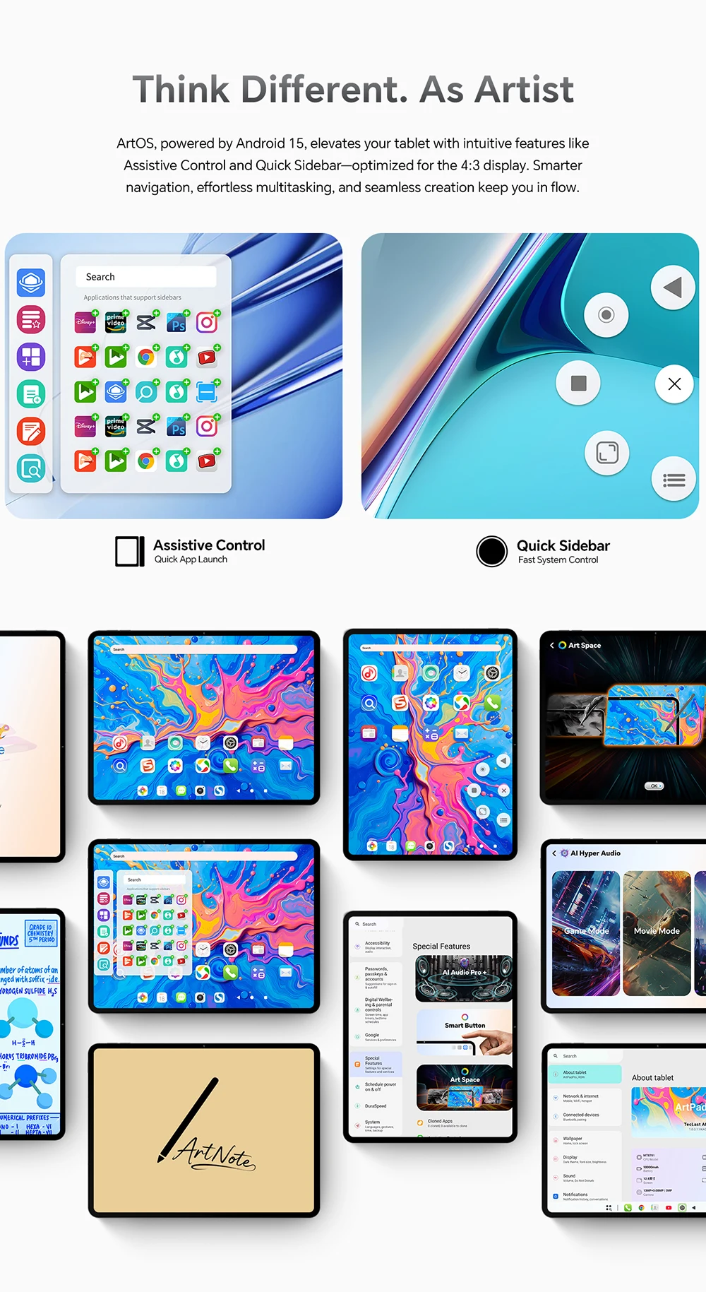 Teclast ArtPad Pro 12.7" 2.2K Display 8GB(+12G) 256GB MediaTek Helio G99 10000mAh 30W Android 15 Tablet PC 4G LTE Global Version