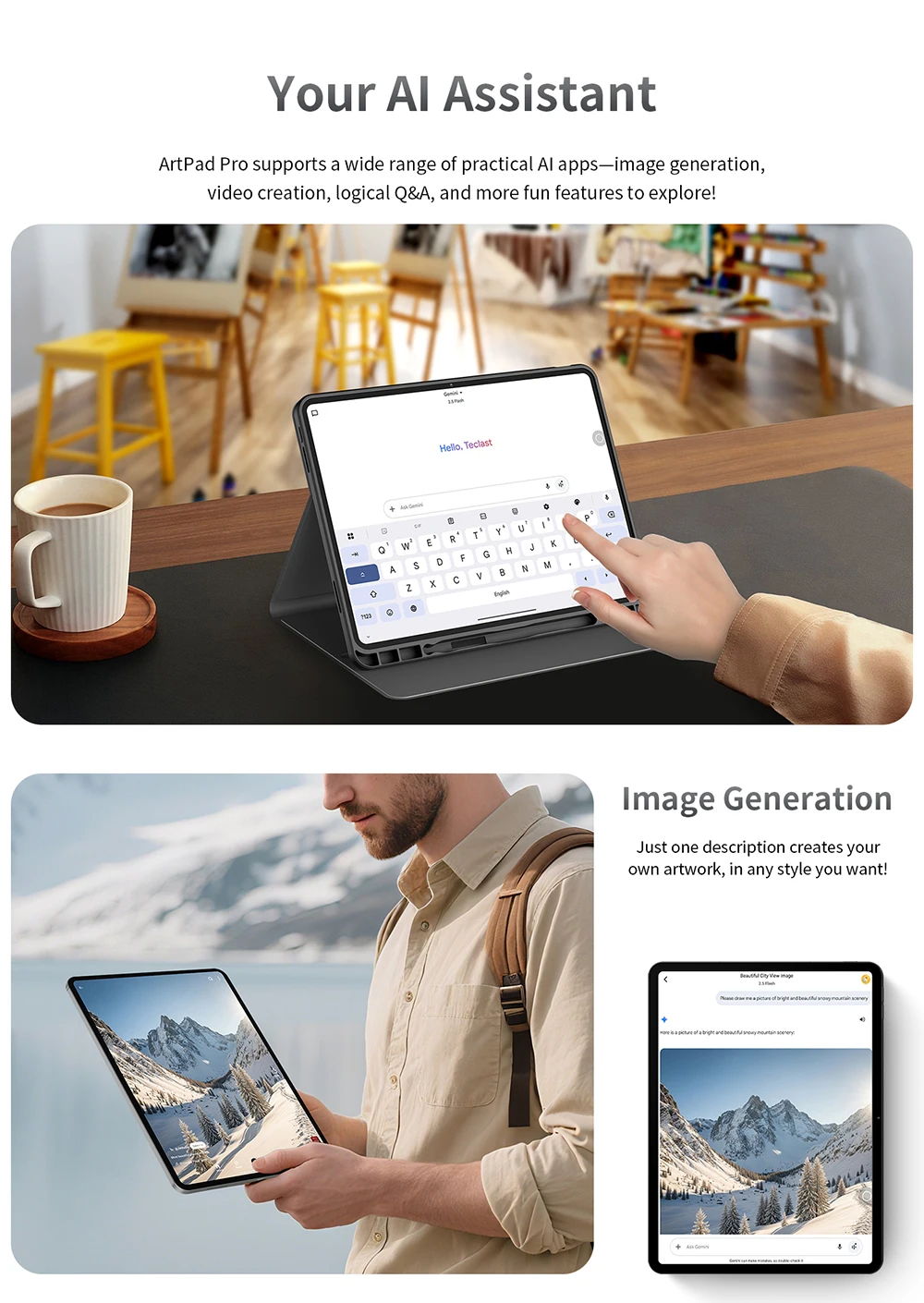 Teclast ArtPad Pro 12.7" 2.2K Display 8GB(+12G) 256GB MediaTek Helio G99 10000mAh 30W Android 15 Tablet PC 4G LTE Global Version