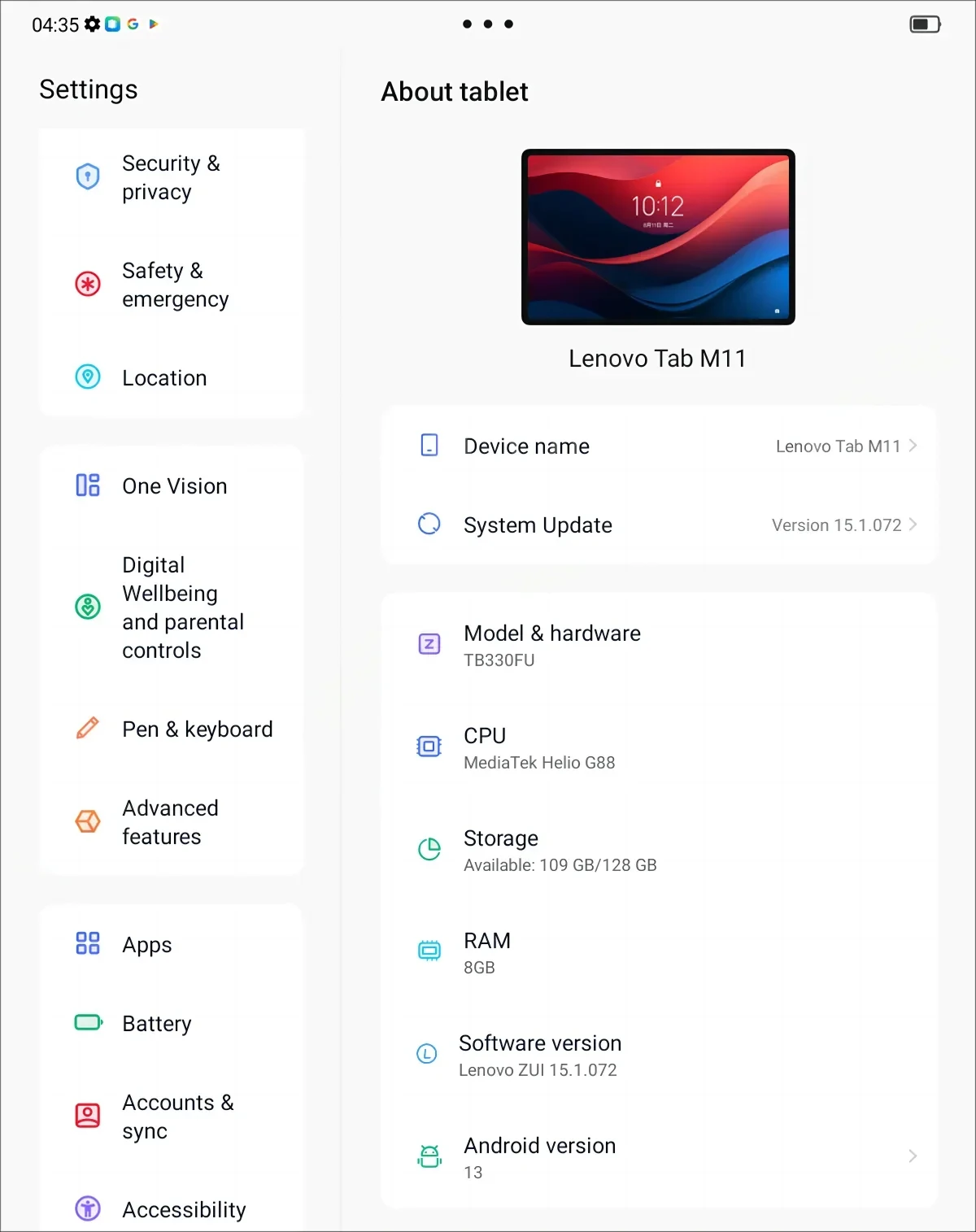 Global ROM Lenovo Tab M11 K10 11" 90Hz Display Android 13 L1 MediaTek Helio G88 8GB/128GB 7040mAh Battery Wifi Tablet 2025