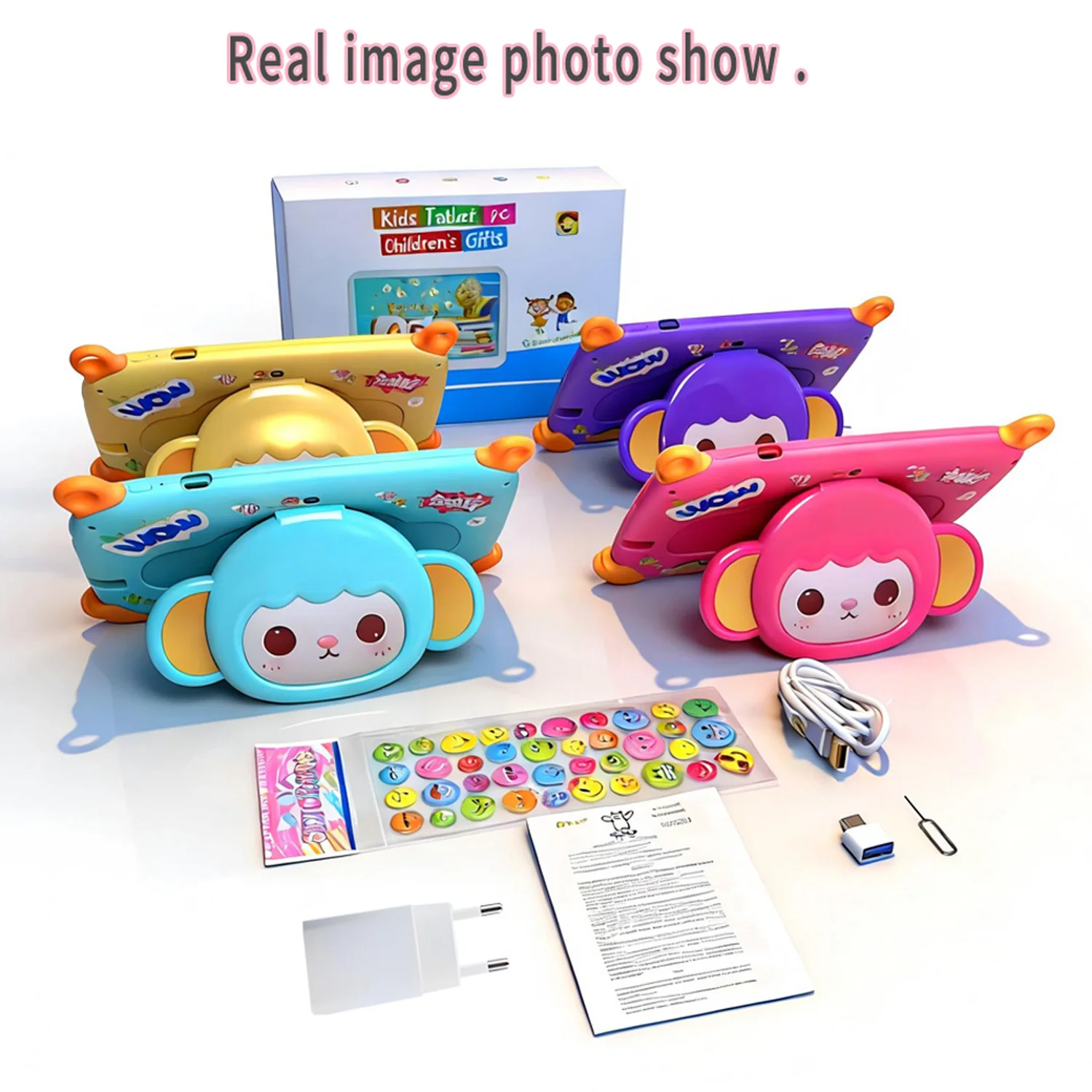2026 Hot Sales 7 Inch Cartoon Kids Tablets Quad Core Android 13.0 System, 4GB+64GB Memory, WiFi Bluetooth Type-C Tablet 4000mAh