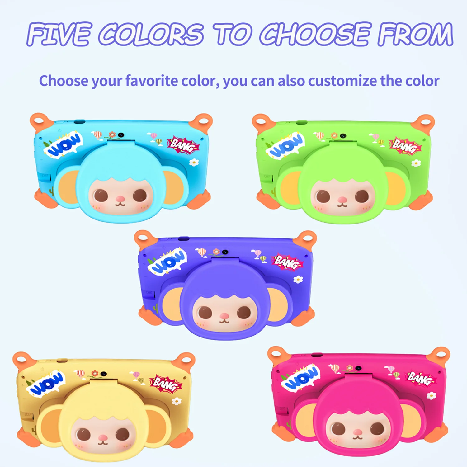 2026 Hot Sales 7 Inch Cartoon Kids Tablets Quad Core Android 13.0 System, 4GB+64GB Memory, WiFi Bluetooth Type-C Tablet 4000mAh