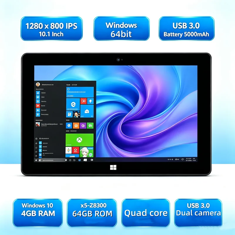 10.1 INCH DS102 Windows 10 Tablet PC T10 8GRAM 128GB ROM 1280*800 IPS Dual Cameras 6000mAH Battery WIFI Touch Screen