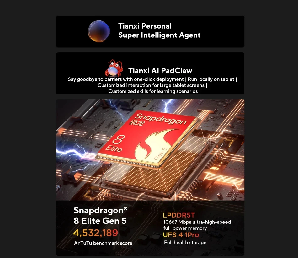 Lenovo Legion Y700 2026 5th Gen Gaming Tablet PC 8.8'' TB323FU Qualcomm Snapdragon 8 Elite Gen 5 165Hz Display 9000mAh Battery