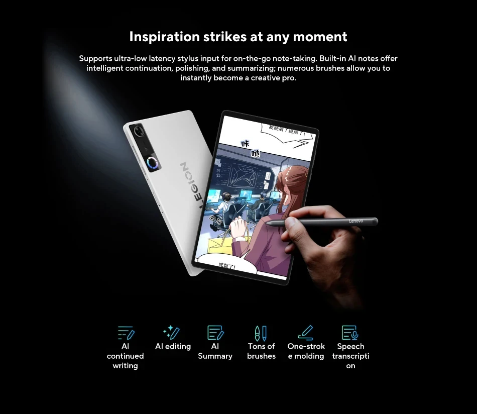 Lenovo Legion Y700 2026 5th Gen Gaming Tablet PC 8.8'' TB323FU Qualcomm Snapdragon 8 Elite Gen 5 165Hz Display 9000mAh Battery
