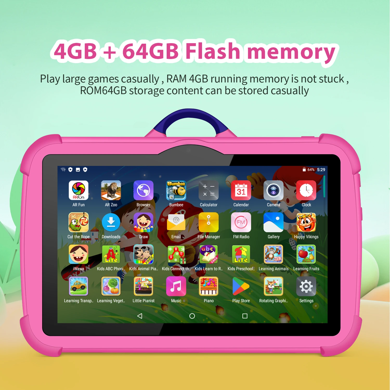 2025 New 7 Inch 5G WiFi Kids Tablets For Study Education Quad Core 4GB RAM 64GB ROM Bluetooth Dual Cameras Tablet PC Android 13