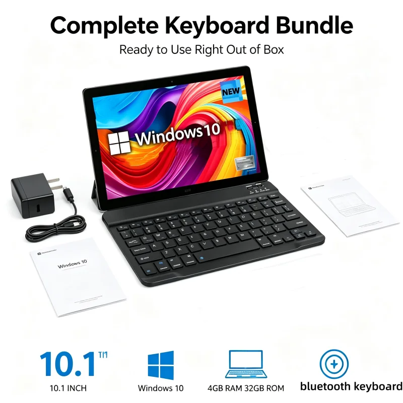 New Sales 10.1 INCH 8GBDDR RAM 128GB ROM Tablet PC MLT10W Windows 10 Quad Core HDMI-Compatible 1280*800 IPS Screen