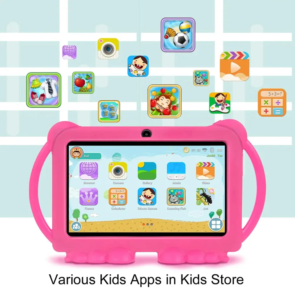 New 5G WIFI 7-inch Children's Tablet 4GB+64GB ROM Mini Pad Quad Core Dual Cameras Kids-Proof Protective Case Tablets Android 13