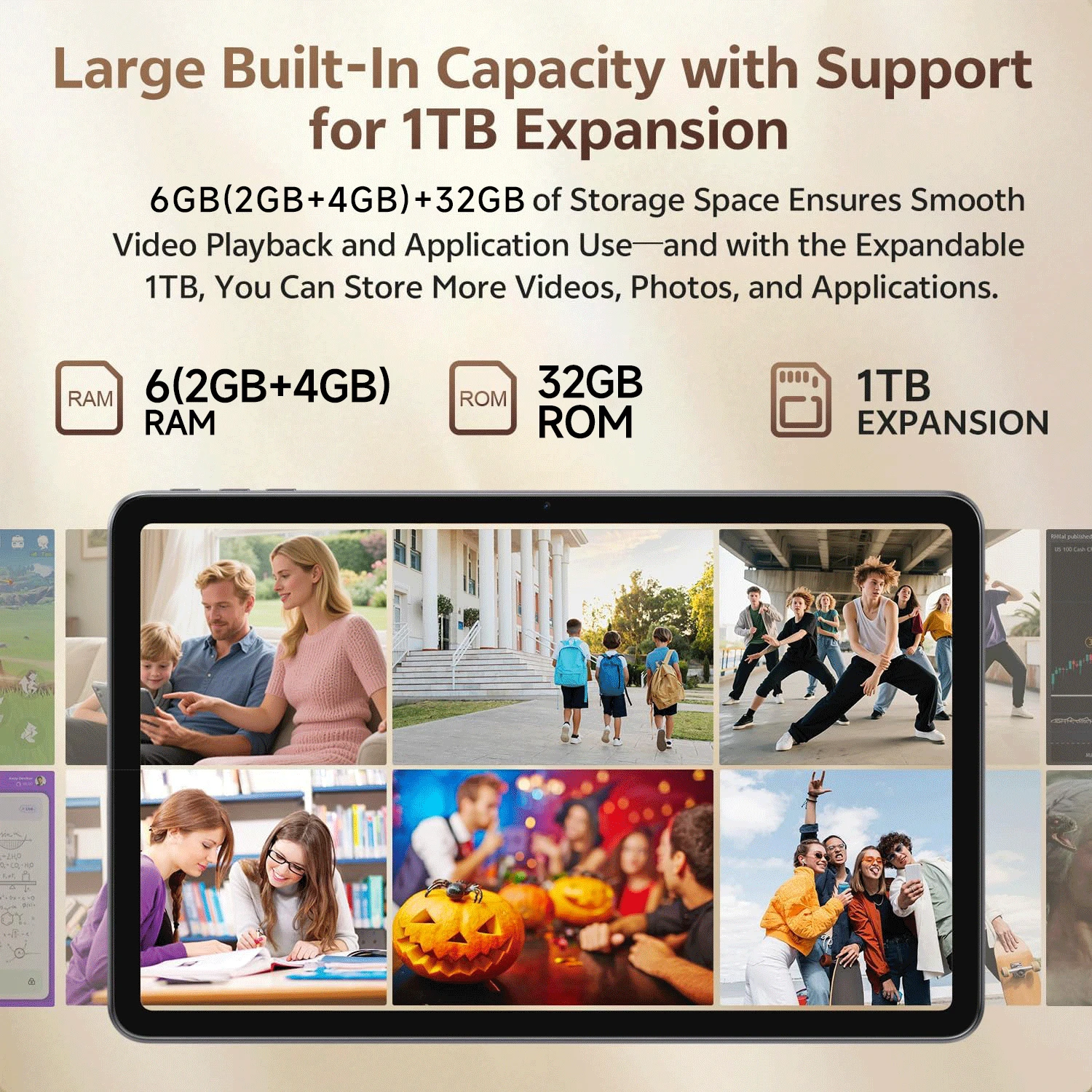 Android13 Tablet,Quad Core,6GB (2GB+4GB Expand) RAM+32GB Storage,1TB Expansion,WiFi,2MP+8MP Camera,6000mAh Battery,10.1" Screen