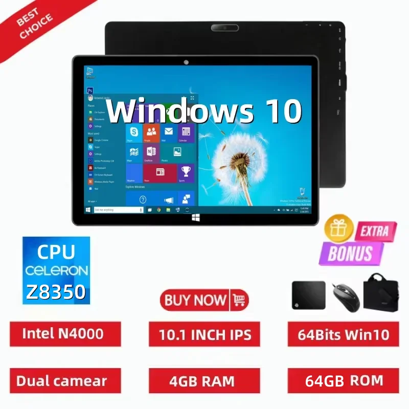 Big Sales Max111 10.1 INCH Intel N4000 CPU 64Bit Windows 10 Tablets 4GB DDR-RAM 32GB ROM USB 3.0 1280 X 800 IPS HD-MI