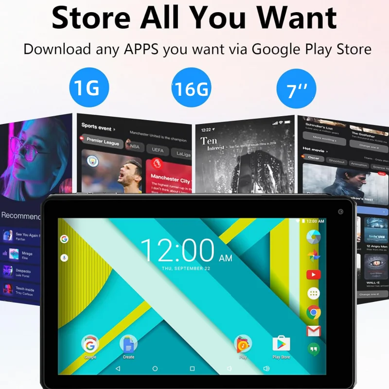 2026 Newest Sales 7 Inch Q1 1GB RAM 16GB ROM RCT6973 Android 6.0 Tablet PC 1024 X 600 Pixels WIFI Quad Core WIFI