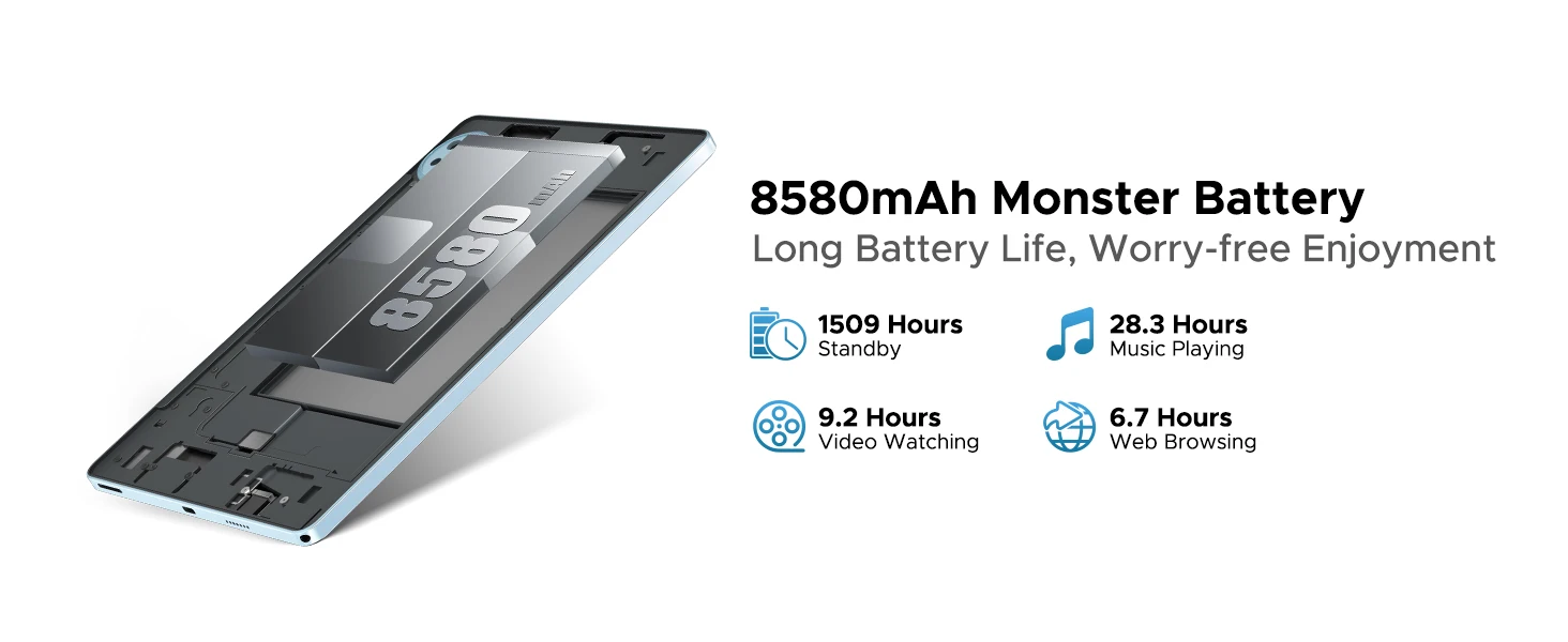 DOOGEE U11 Tablet 16GB+128GB 11" Ultra-clear 90Hz Display 8580mAh Battery Unisoc T7200 Dual Speaker Widevine L1 Android 16