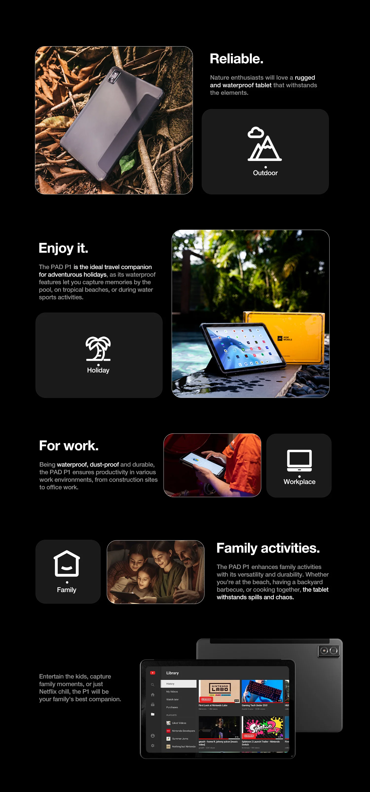 AGM PAD P1 2026 Edition 10.36" FHD+ Waterproof Android Tablet 8GB+256GB Helio G99 7000mAh Includes Free Drop-Proof Case