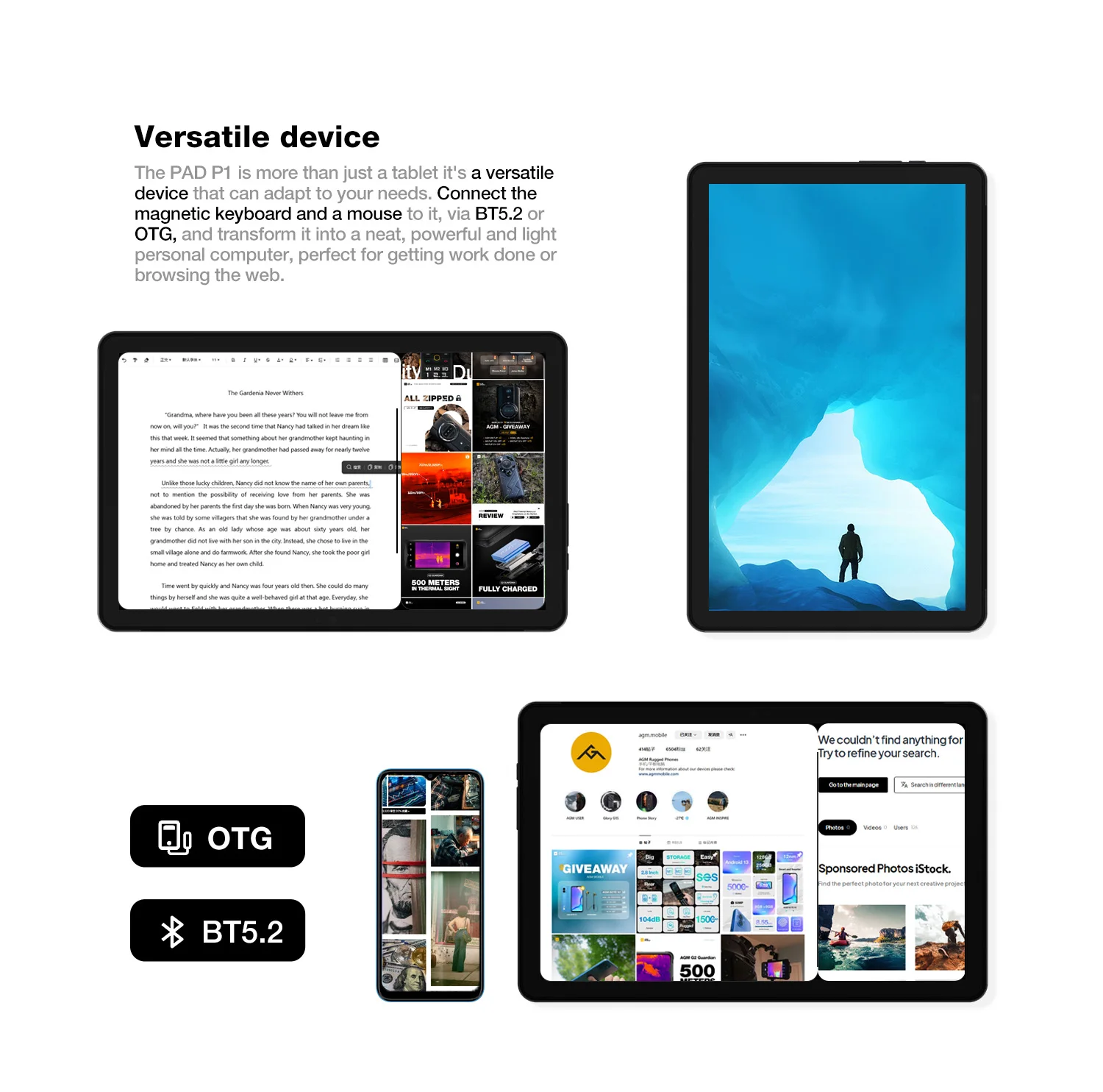 AGM PAD P1 2026 Edition 10.36" FHD+ Waterproof Android Tablet 8GB+256GB Helio G99 7000mAh Includes Free Drop-Proof Case