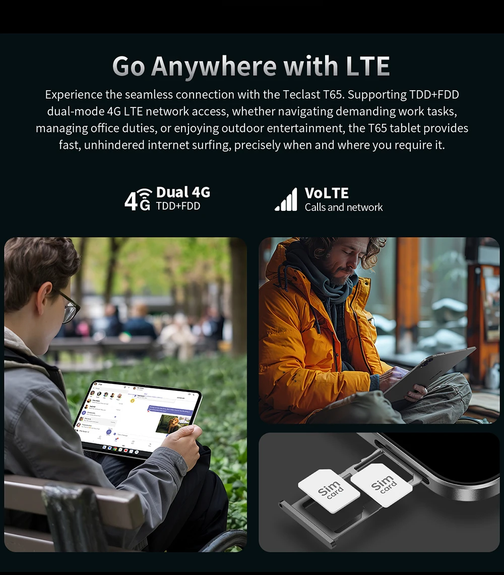 Teclast T65 Tablet 13.4" 2K 120Hz Dsiplay Unisoc T7280 Octa Core Max 26GB RAM 128GB/256GB ROM 8000mAh Android 16 Lte Tablets