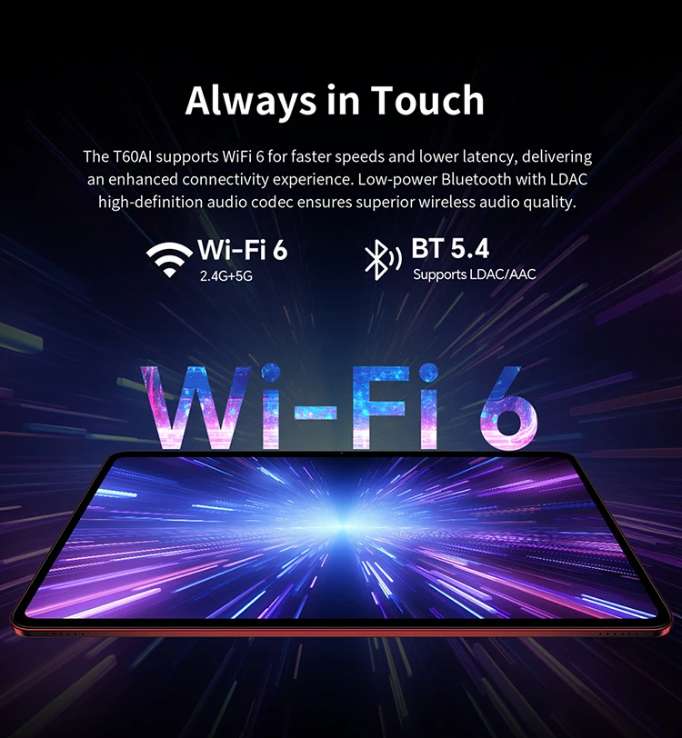 Teclast T60 AI Tablet 12" 90Hz AllWinner A733 6GB RAM (+10GB Virtual) 128GB ROM 8000mAh Battery 2000x1200 FHD Display Android 15