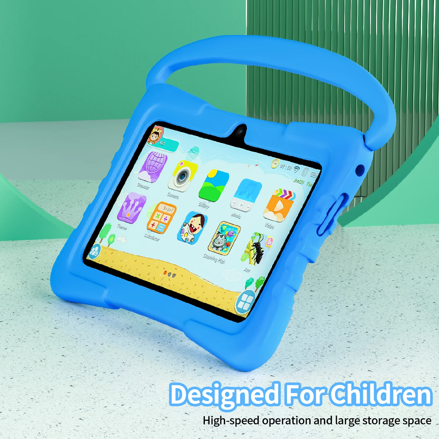 7 Inch Kids Tablet for Children's Best Gifts Quad Core 4GB+64GB ROM Android Tablets Cartoon Portable Kids-Proof Protective Case