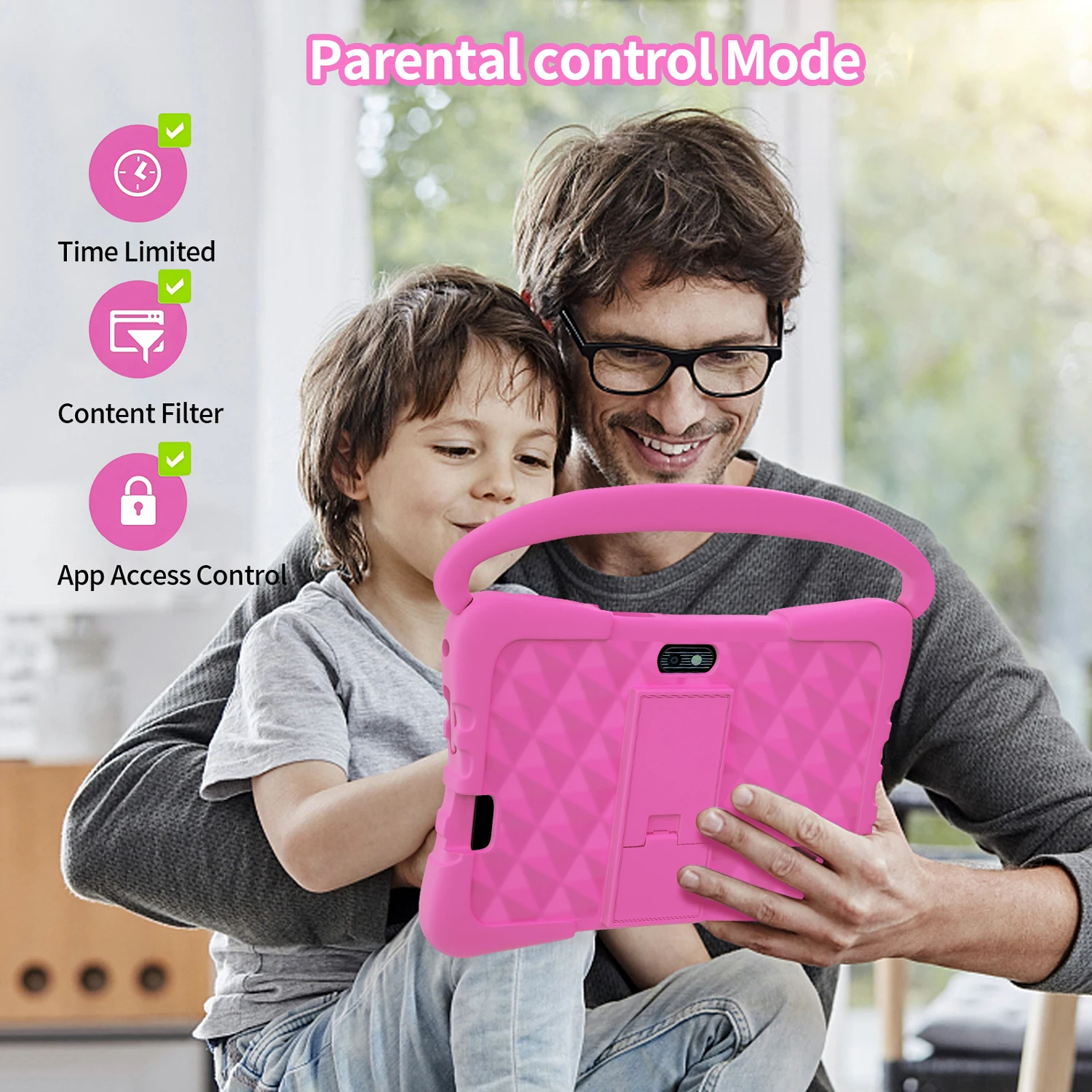7 Inch Kids Tablet for Children's Best Gifts Quad Core 4GB+64GB ROM Android Tablets Cartoon Portable Kids-Proof Protective Case