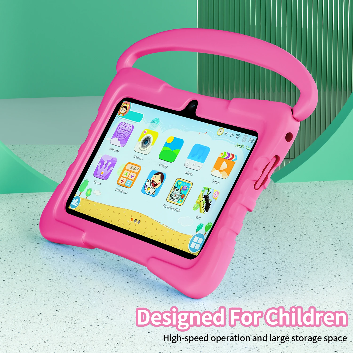 7 Inch Kids Tablet for Children's Best Gifts Quad Core 4GB+64GB ROM Android Tablets Cartoon Portable Kids-Proof Protective Case