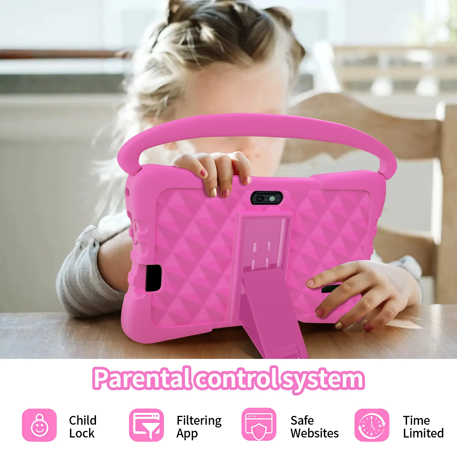 7 Inch Kids Tablet for Children's Best Gifts Quad Core 4GB+64GB ROM Android Tablets Cartoon Portable Kids-Proof Protective Case