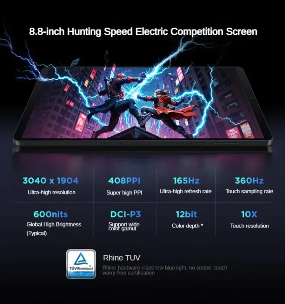 Lenovo Small Size Tablet 8.8inch Gaming Legion Y700 Gen4 3K Snapdragon8 Supreme Edition 68W Super Fast Charge 7600mAh Battery