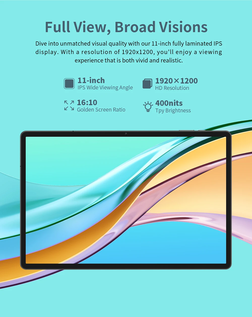 ODEA S11 Tablet 16GB(6GB+10GB) RAM 256GB ROM 11" 1920x1200 IPS T606 8-core Android 14 8000mAh Type-C GPS 4G LTE By Teclast