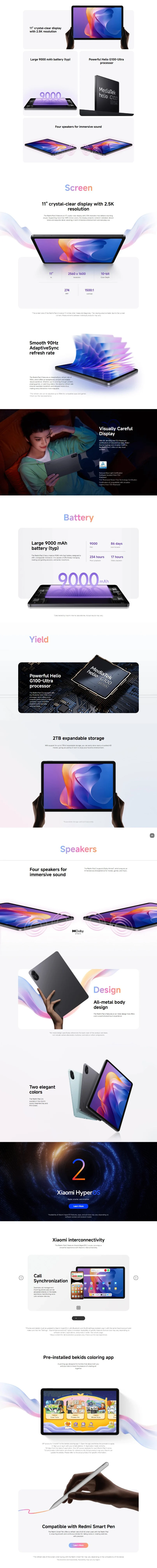 Xiaomi Redmi Pad 2 Wifi, 11 Inches, 90 Hz, Mediatek Helio G100-Ultra, 8Mp Camera, 9000 Mah