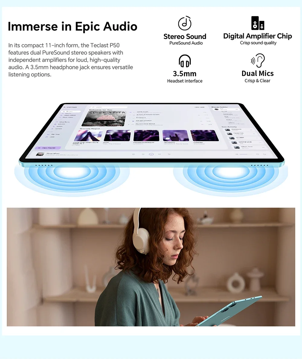 Teclast P50 Tablet 12GB RAM (4GB+8GB) 128GB ROM T606 8-core 11-inch HD IPS Android 16 4G LTE Dual-band WiFi BT 5.0 7000mAh Type-C 13MP+5MP