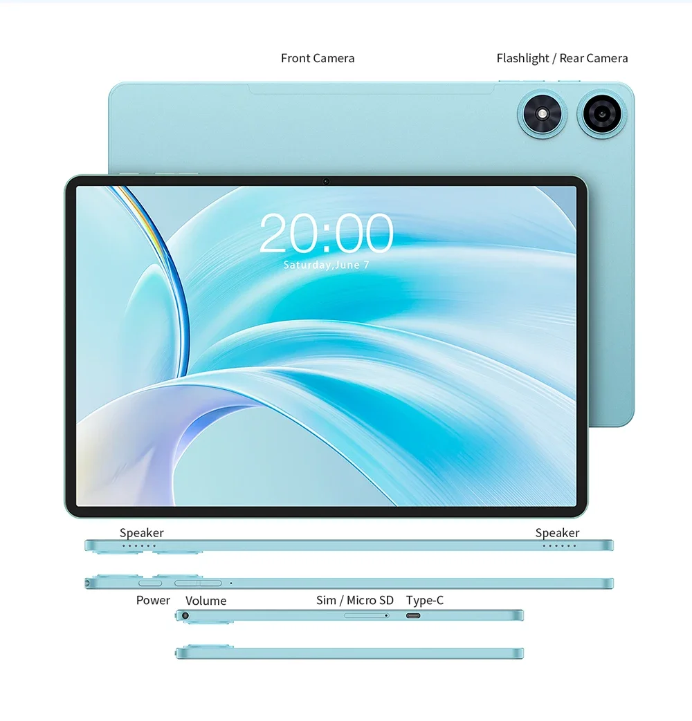 Teclast P50 Tablet 12GB RAM (4GB+8GB) 128GB ROM T606 8-core 11-inch HD IPS Android 16 4G LTE Dual-band WiFi BT 5.0 7000mAh Type-C 13MP+5MP