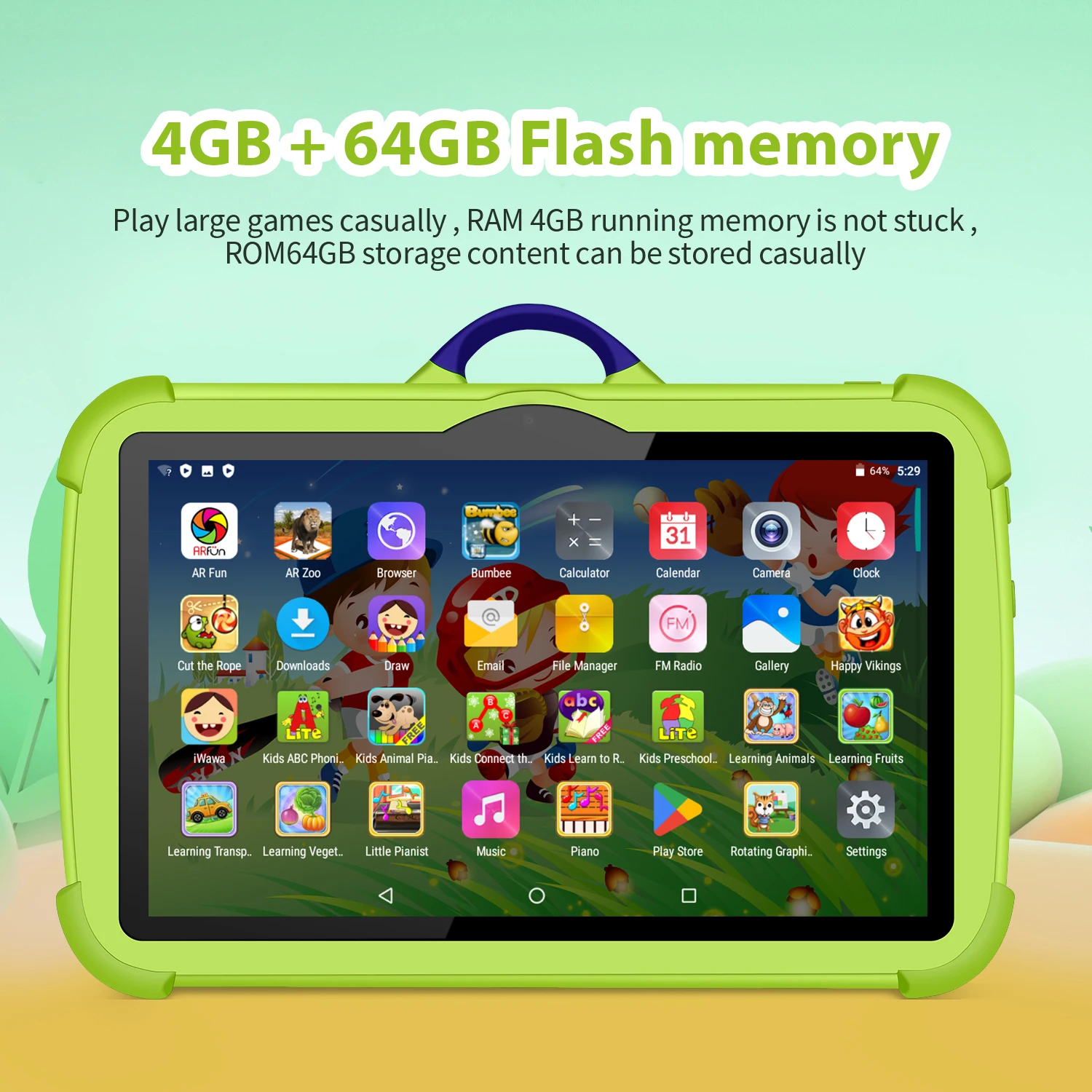 New 7 Inch 5G WiFi Education Learning Kids' Tablets Quad Core 4GB RAM 64GB ROM Android 13 Google Play Support Bluetooth 4000mAh