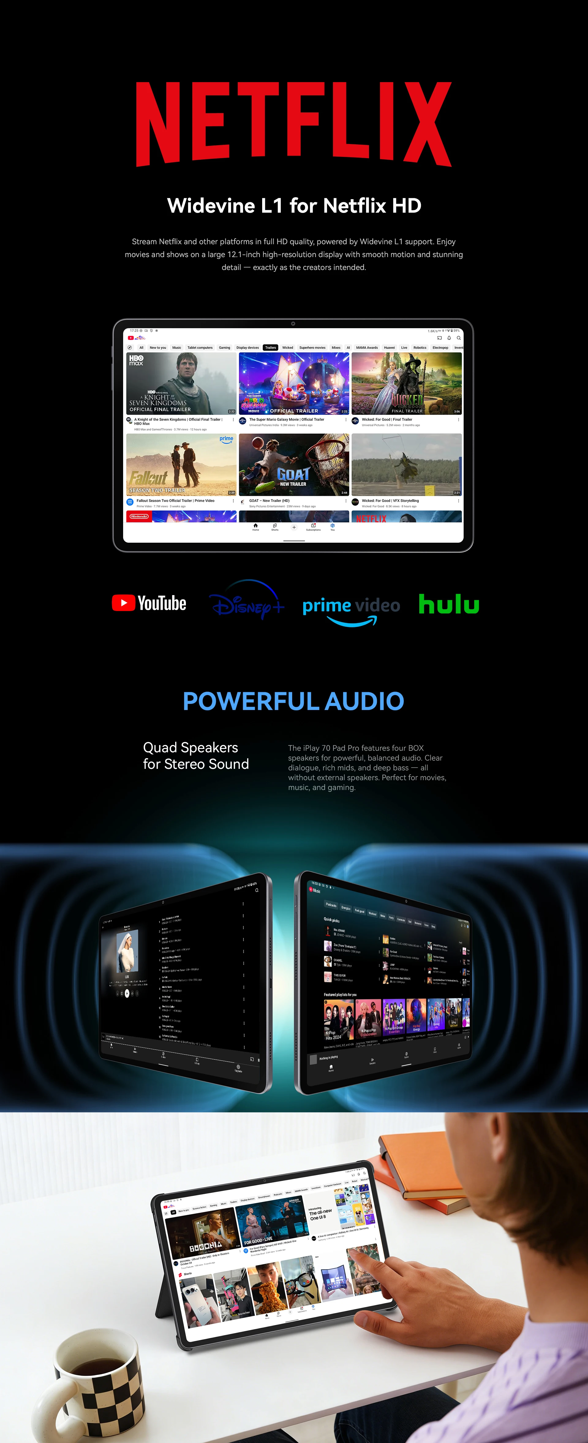 ALLDOCUBE iPlay 70 Pad Pro 12.1'' 2.5K 90Hz Dsiplay MTK G100 16GB RAM 128GB ROM 10000mAh 4G LTE Android 16 Tablet