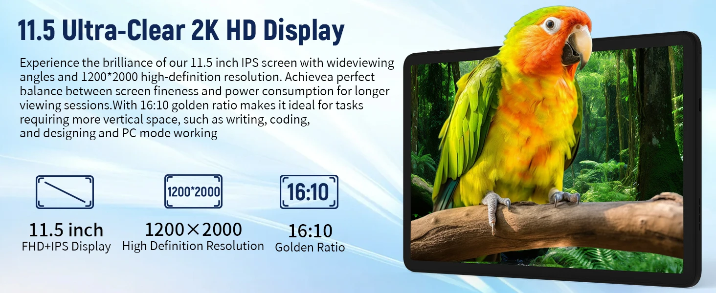 URAO G9L 11.5 inch Tablet Android 15 30GB+128GB+1TB Expand 8400mAh 2K 1200x2000 HD IPS Screen WiFi 6 Dual Camera Widevine L1 GMS