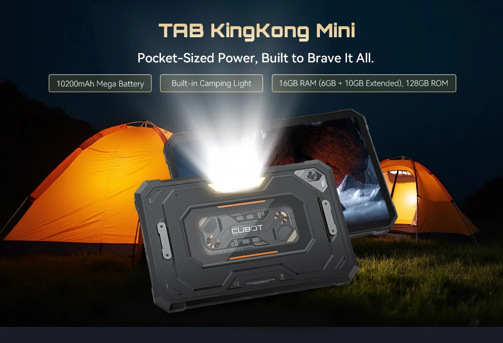 [Shipping From Poland] Cubot Tab KingKong Mini 16GB(6+10) 128GB 10200mAh Android 15 Rugged Tablet 8.68'' 90Hz Camping Light 48MP