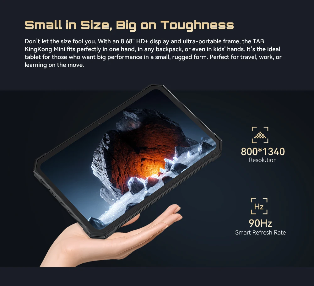 [Shipping From Poland] Cubot Tab KingKong Mini 16GB(6+10) 128GB 10200mAh Android 15 Rugged Tablet 8.68'' 90Hz Camping Light 48MP