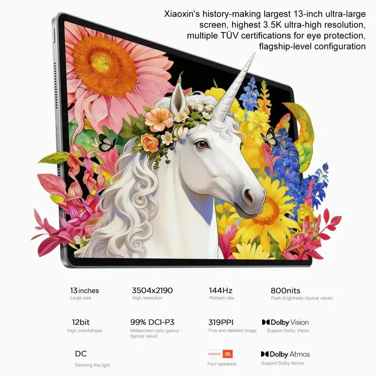 Lenovo XiaoXin PadPro13 2026 Tablet Snapdragon 8s Gen4 ,144HzRefresh Rate, 10200mAhBattery for Work & Entertainmen