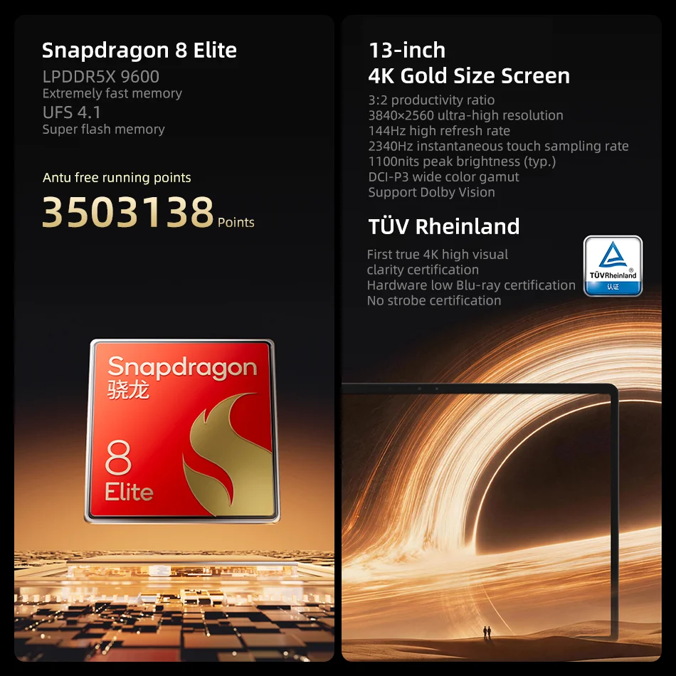 New Lenovo Legion Y900 13'' 4K High Refresh Rate Tablet 16GB+512GB Qualcomm Snapdragon 8 Elite Wifi 12700mAh Battery Android Tab
