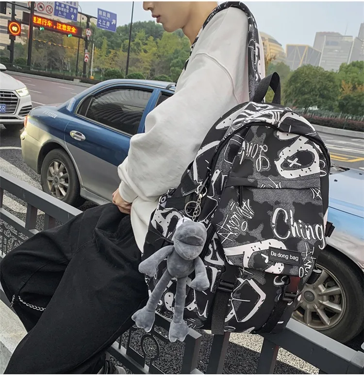 middle high school backpack for teenage boys cool school bag college student backpack large capacity schoolbag for boy cute doll