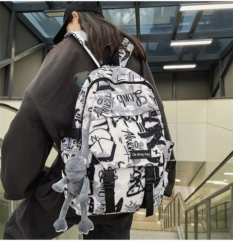 middle high school backpack for teenage boys cool school bag college student backpack large capacity schoolbag for boy cute doll