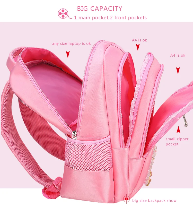 3 Pieces Pink Cat Children Backpack School Bags for girls Cartoon Kid Backpack Kitty Printing Bookbag mochilas escolares infanti