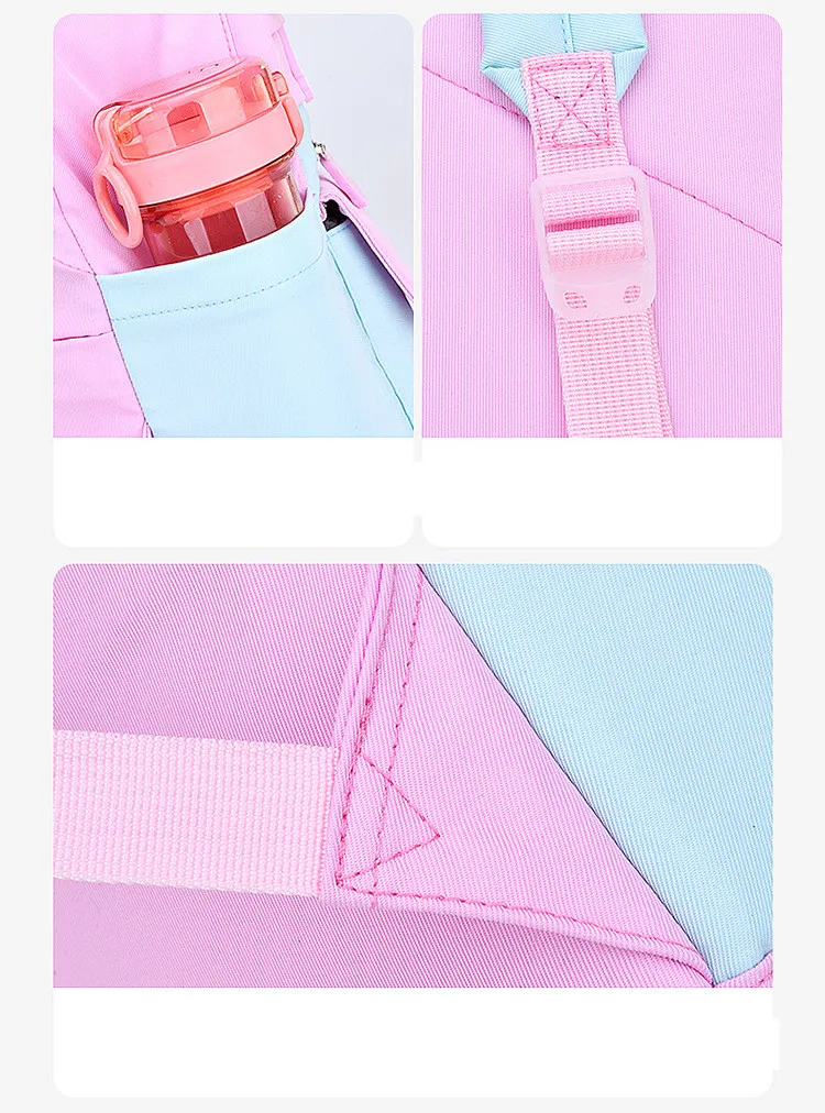 Kawaii Pink Purple Elementary School Backpack for Girls Cute Rainbow Student Bookbag Primary School Girl SchoolBag Children Gift